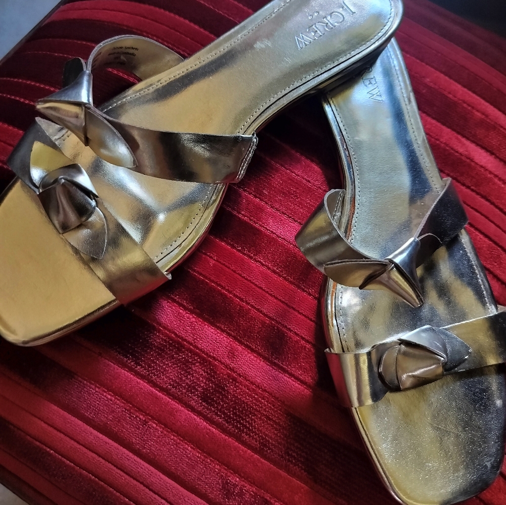 J Crew metallic gold sandals 9 1/2